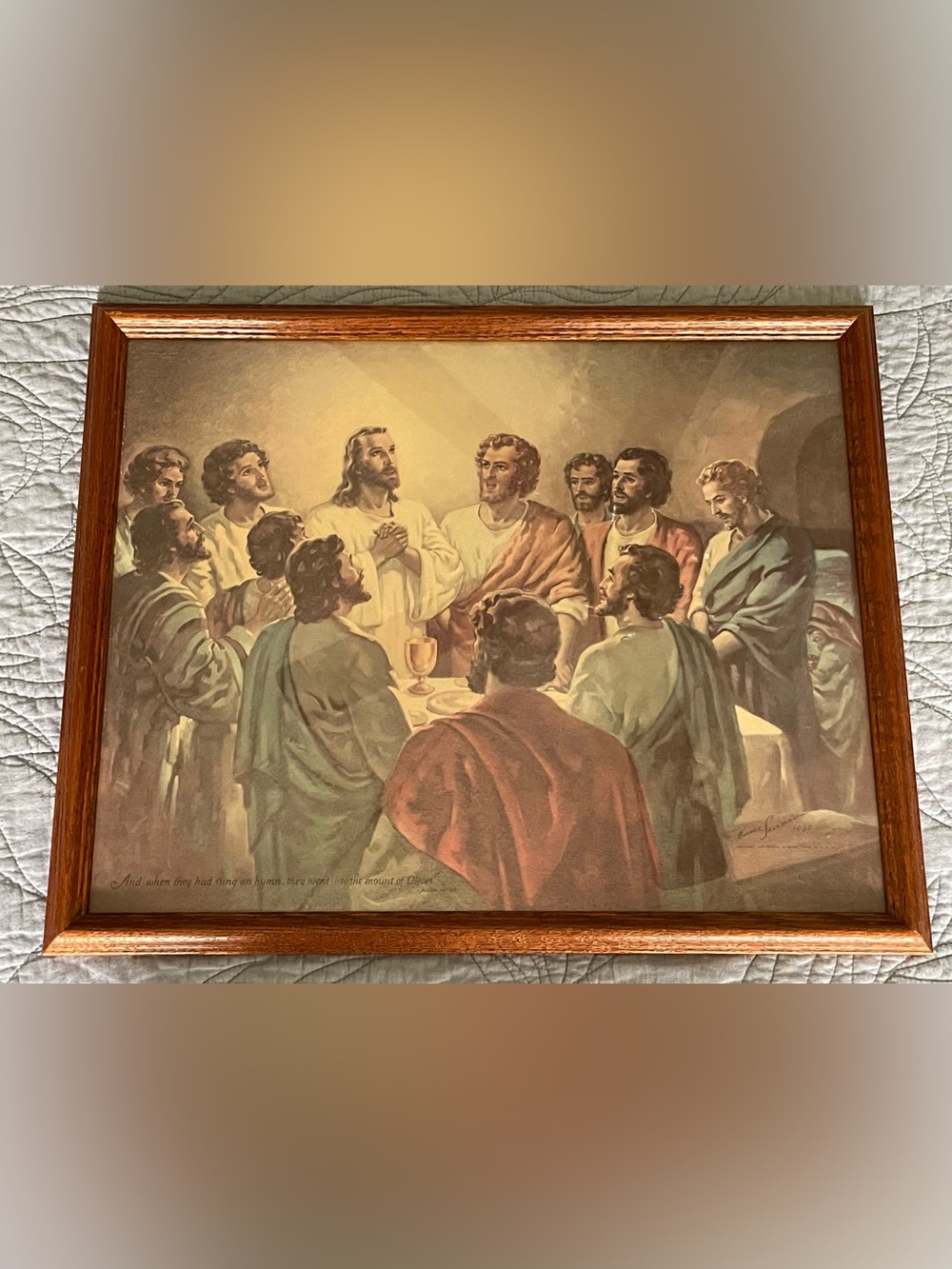 Mid-Century Warner Sallman "The Lord's Supper" Framed Lithograph Print